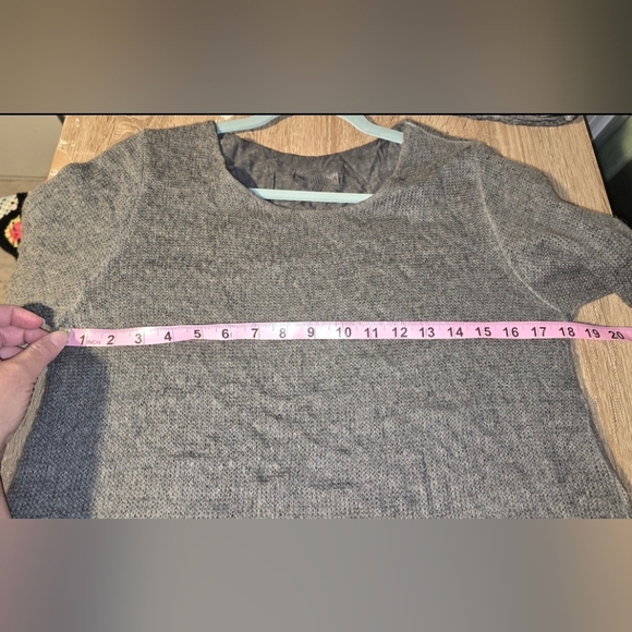 Made in Italy Layered Top Sweater with Scarf Charcoal Gray with Floral Women's M - Picture 6 of 9